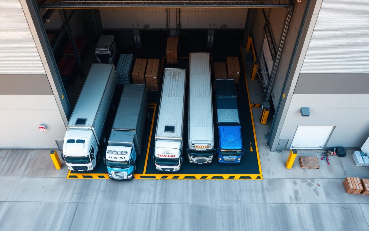 LTL trailers at warehouse dock